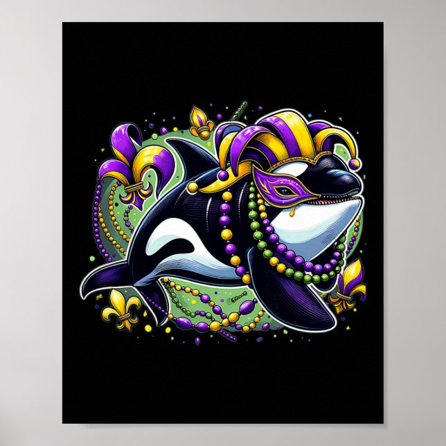 Poster Mardi Gras Orca Whale (Frente)