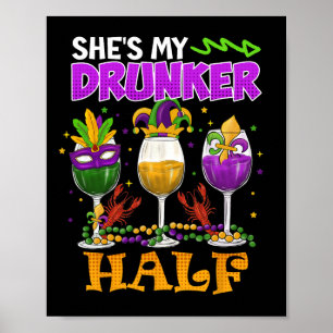 Poster Mardi Gras Outfit Ela é minha metade de carnaval b
