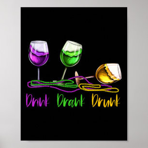Poster Mardi Gras Outfit For Women Men Wine Party Drente