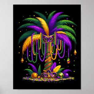 Poster Mardi Gras Palm Tree Hawaiai Tropical Party Men W