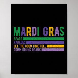 Poster Mardi Gras Paradase Carnaval Fat Terça-feira Louis