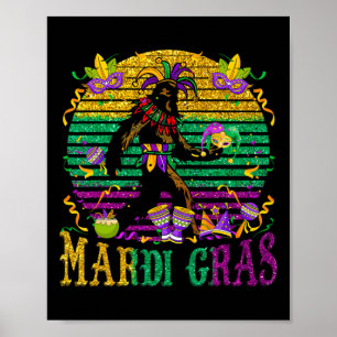 Poster Mardi Gras Pé Grande Divertido Crianças Homens Sas