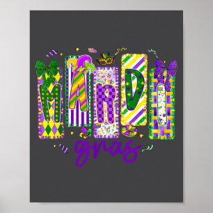 Poster Mardi Gras Préppy Flor de Lis Carnaval Corresponde