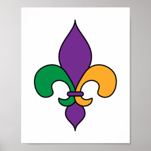 Poster Mardi Gras Purple Yellow Green Fleur de Lis