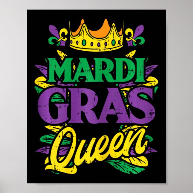 Poster Mardi Gras Queen Crown Funny Mardi Gras Carnaval W (Frente)