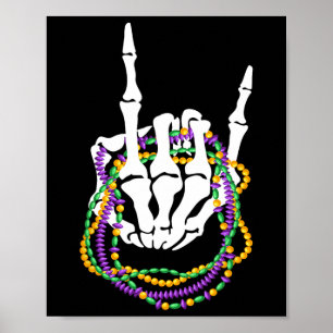 Poster Mardi Gras Rocker Skeleton Rock Hand Bones Música