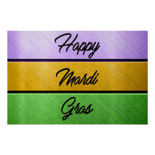 Pôster Mardi Gras roxo de ouro verde s