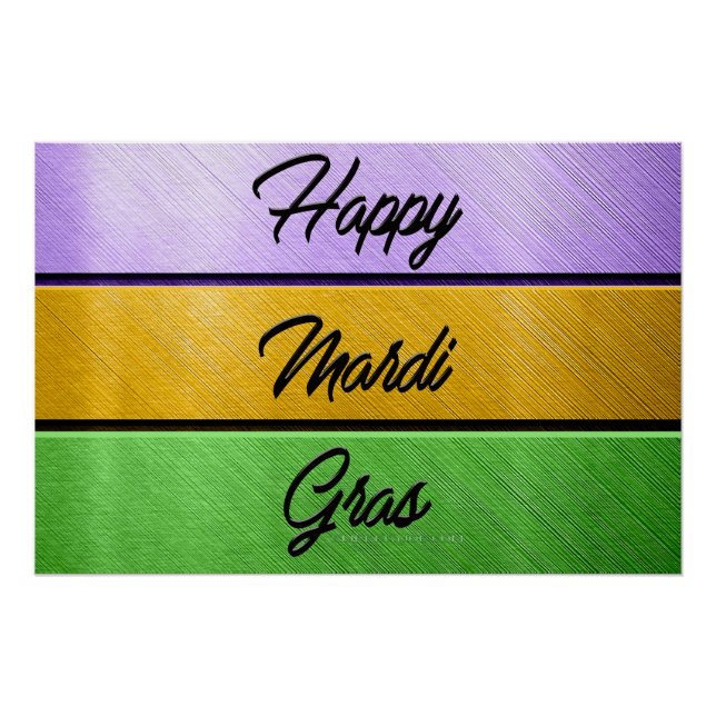 Pôster Mardi Gras roxo de ouro verde s (Frente)