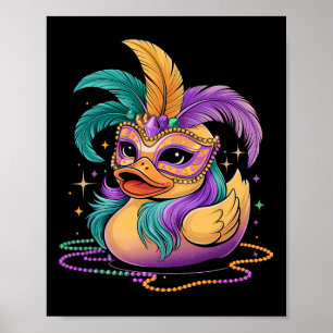 Poster Mardi Gras Rubber Duck Festa de Costume Máscara Mã