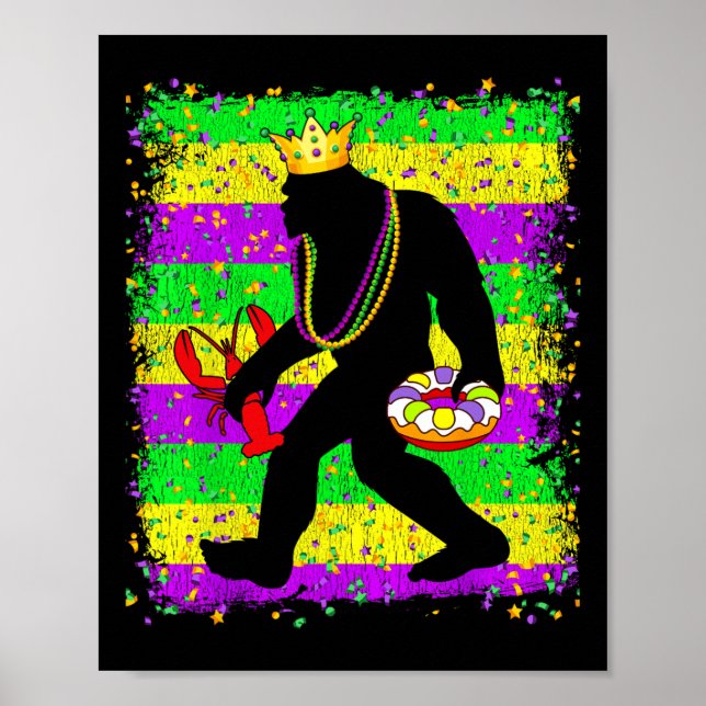Poster Mardi Gras Sasquatch Funny Men Carniv (Frente)