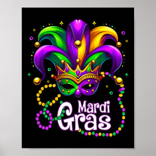 Poster Mardi Gras Shirts Para Mulheres Crianças Miçangas
