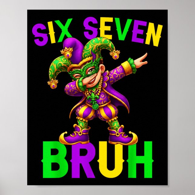 Poster Mardi Gras Six Seven Bruh Dab Jester 6 7 Meme Fat  (Frente)