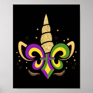 Poster Mardi Gras Unicorn Festa Figurina Roupa