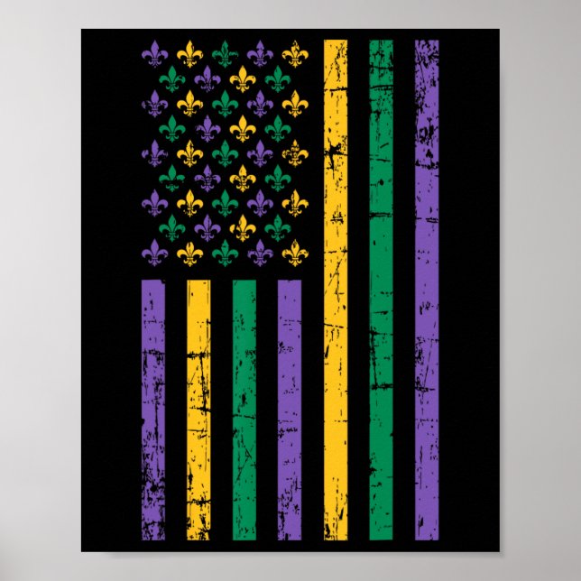 Poster Mardi Gras Us Flag (Frente)