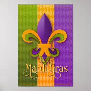 Poster Mardi Gras Wall Art, Mardi Gras Fleur de Lis
