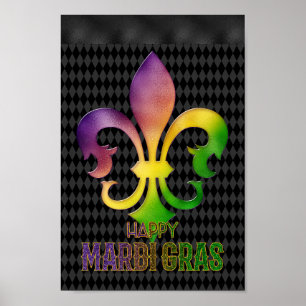 Poster Mardi Gras Wall Art, Mardi Gras Fleur de Lis
