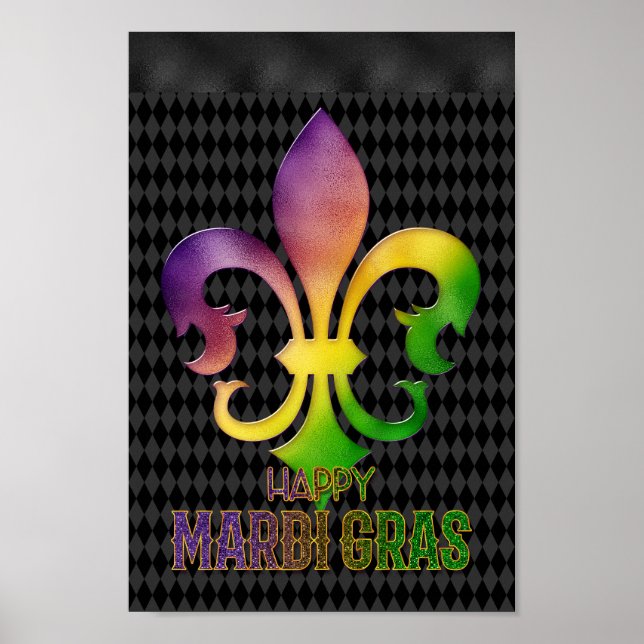Poster Mardi Gras Wall Art, Mardi Gras Fleur de Lis (Frente)