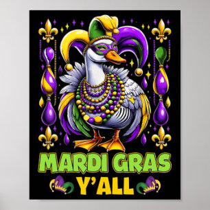 Poster Mardi Gras Y'all Duck Fleur-de-lis Parade Carnaval