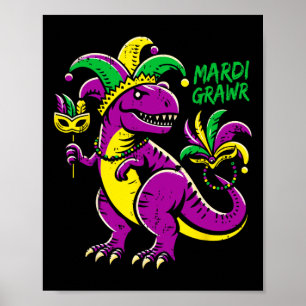 Poster Mardi Grawr Dino T-rex Outfit Boys Crianças Mães