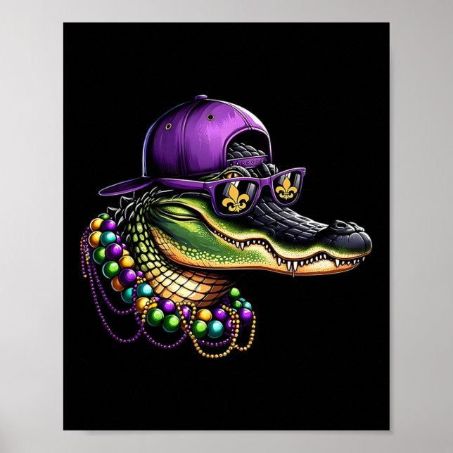 Poster Mardigator Mardi Gras Costume Alligator Carnaval B (Frente)