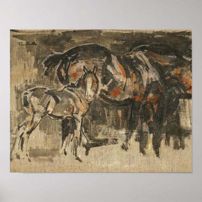 Poster Mare e Foal | Joseph Crawhall (Frente)