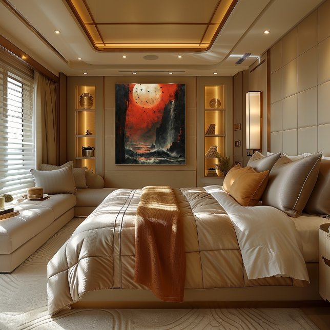 Pôster Marea de Luna Sangrienta Paisaje Marino Surrealisa (Criador carregado)