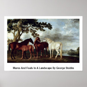 Pôster Mares E Pés Em Uma Paisagem Por George Stubbs