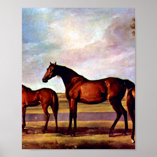 Poster Mares e potros de George Stubbs (Frente)