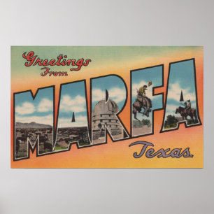 Poster Marfa, letra ScenesMarfa de TexasLarge, TX