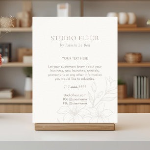 Poster Marfim   Promocional de Texto Floral Chic