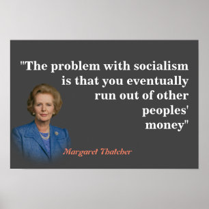 Poster Margaret Thatcher Citação do Socialismo