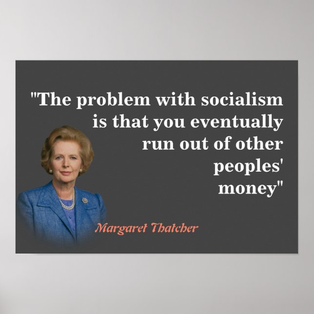 Poster Margaret Thatcher Citação do Socialismo (Frente)