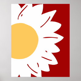 Poster Margarida Branca com Centro Amarelo em Abstrato Ve