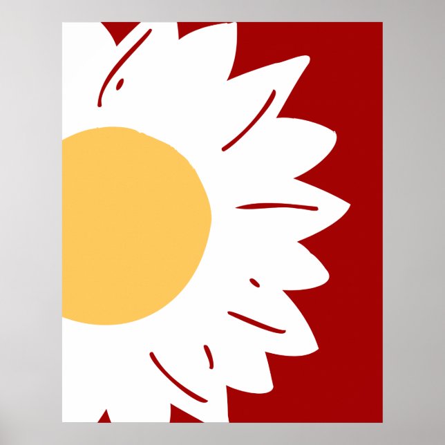 Poster Margarida Branca com Centro Amarelo em Abstrato Ve (Frente)