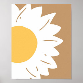 Poster Margarida Marrom – Arte Minimalista de Flores para