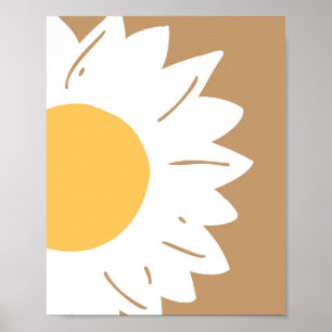 Poster Margarida Marrom – Arte Minimalista de Flores para