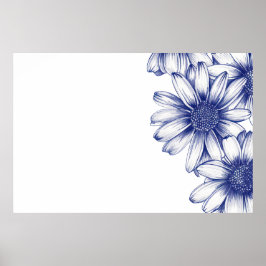 Poster Margarida púrpura de desenho da Vintage