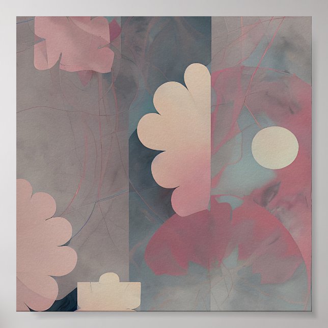 Poster Margaridas abstratas rosa suave (Frente)
