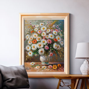 Poster Margaridas Coloridas Pintadas com Guache