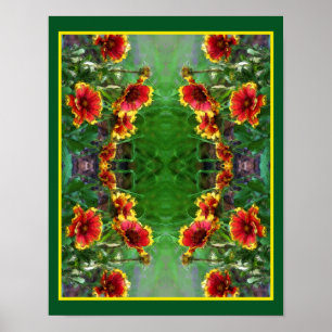 Poster Margaridas de Flor de Cobertor Aquarela Abstrata