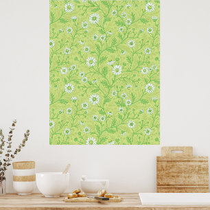 Poster Margaridas em branco e verde sobre verde melancia