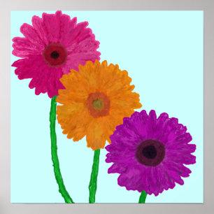 Poster Margaridas pintadas do Gerbera