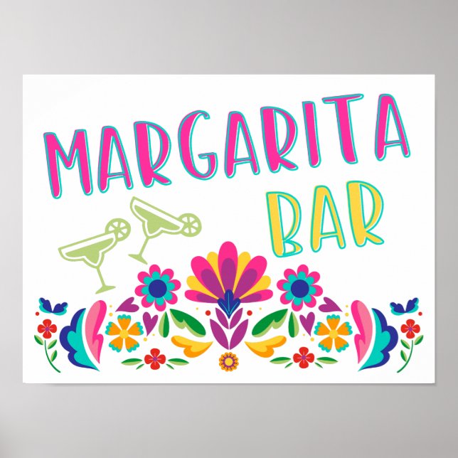 Poster Margarita Bar Festa Colorida Mexicana (Frente)