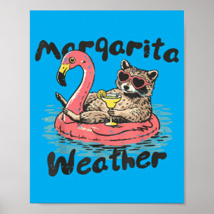 Poster Margarita de Guaxinim Divertida Vibrações de Verão