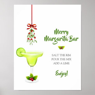 Poster Margaritas e Mistletoe Bar de Boas-vindas de Natal