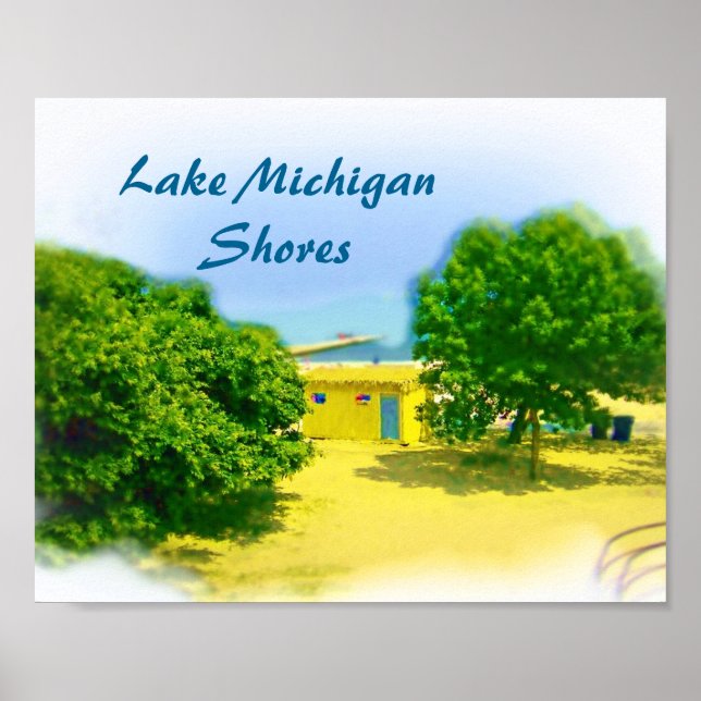Poster Margens do Lago Michigan de Chicago Beach (Frente)