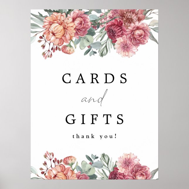 Poster MARGOT Blush Rosa Empoeirado Cartões Florais & Pre (Frente)