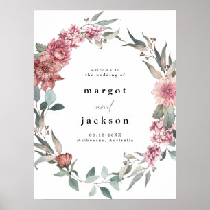 Poster Margot Rustic Dusty Rosa Blush Wedding Bem-vindo