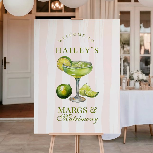 Poster Margs & Matrimony Margarita Bridal Shower Sign (Criador carregado)