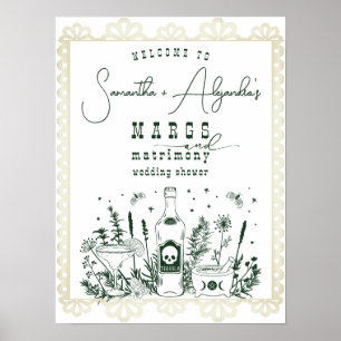 Poster Margs Matrimony Skull Fiesta Casal Chá Bem-vindo